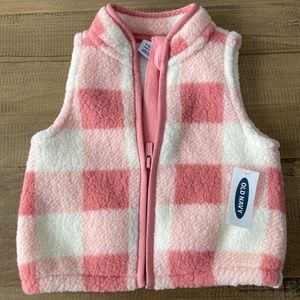 (3 for $30) (NWT) Pink Checkered Fleece Vest